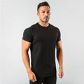 Plain T-shirt Men Slim Fit Sport Skinny Fitness Short Tee Shirt Male Bodybuilding Tshirt Workout Tops Gym Clothing