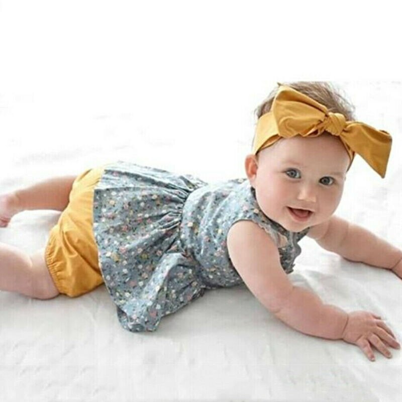 Toddler Baby Girl Summer Clothes Floral Tops Dress +Shorts 3PCS Outfits 0-24M