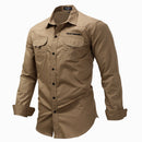 Army Style Khaki Shirts Men Jungle Camping Outdoor Fishing Casual High Quality Pure Cotton Lapel Long Sleeve Male Jackets
