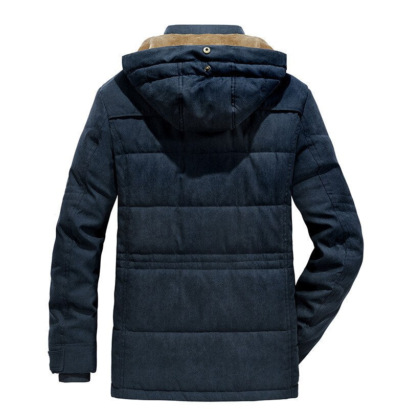 Men Winter Thick Warm Military Jackets Parkas Casual Slim Multi-pocket Cotton-Padded Hooded Coats Fleece Parkas
