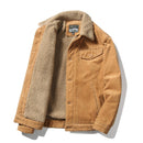 Warm Corduroy Mens Jackets Winter Coats Fur Collar Pockets Military Jacket Casual Jacket Outwear Male Thermal Army Black Brown