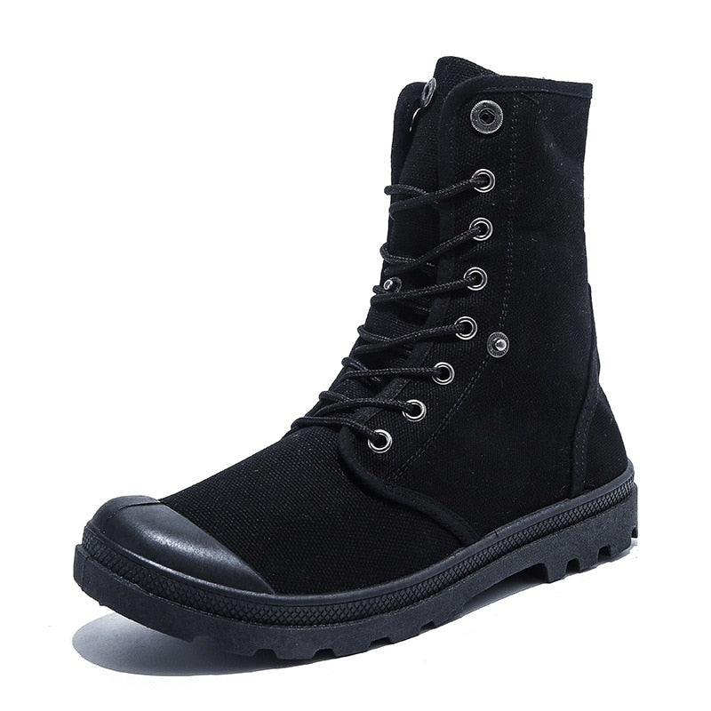 Men Outdoor Shoes Boots Thick Soled High Top Canvas Shoes Flanging Sneakers