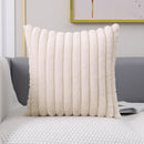 Faux Fur Cushion Cover Flocking Stripe Cushion Cover Pink Grey Orange Ivory Soft Home Decorative Pillow Cover