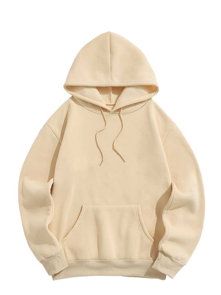 Essential Hoodie for Men Solid Fleece-lined Sweatshirts Unisex Streetwear Pullover Fall Winter Hooded Jumper Basic Sweats
