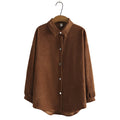 Women Spring Solid Corduroy Tops Loose Long Sleeve Asymmetrical Length Blouses Curve Clothes
