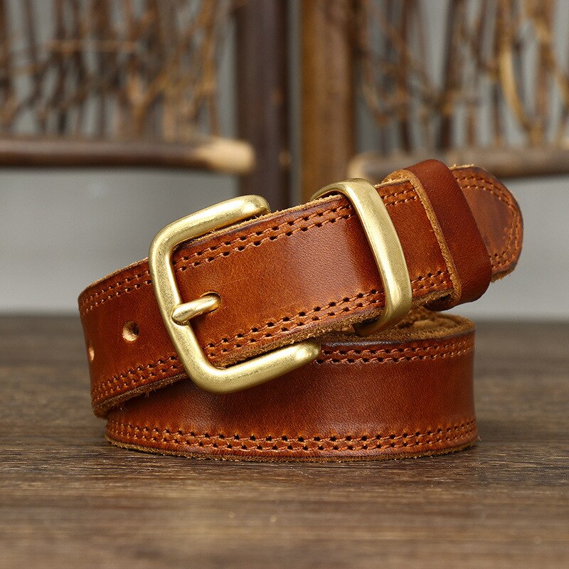 2.8CM Real Genuine Leather Belt Female Natural Quality Solid Copper Buckle Vintage Casual Women Belts For Jeans