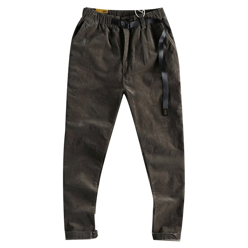 Corduroy Fabric Workwear Casual Pants Men Youth Slim Fit Pants
