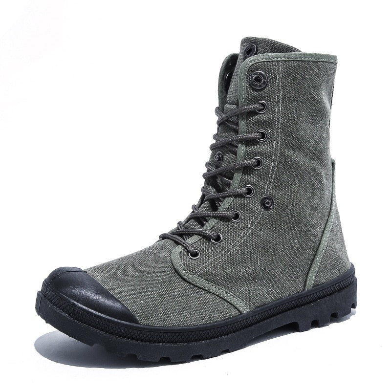 Men Outdoor Shoes Boots Thick Soled High Top Canvas Shoes Flanging Sneakers