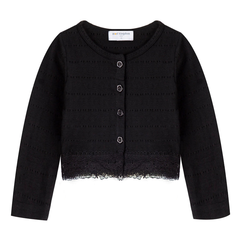 Little Girls Long Sleeve Bolero Shrug Lace Short Cardigan for Baby Girl Knitted Coat Thin Lace Solid Plain