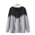 Women Jumper Autumn Clothing Slim Fit High Stretch Sweater Winter Patchwork Block Hooded Knitted Pullovers