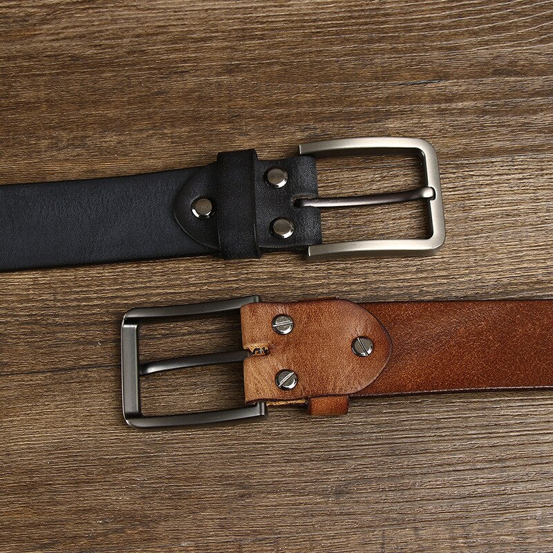3.8CM Genuine Leather For Men High Quality Buckle Jeans Casual Belts Business Cowboy Waistband Male Designer