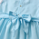 Baby Girl Smocking Dress Children Hand Made Smocked Embroidery Blue Cotton Dresses Girl Spanish Boutique Frocks Clothes
