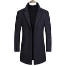 Jacket Men Woolen Coats Spring Autumn Casual Slim Fit Windbreaker Jacket Overcoat Single Breasted Long Trench Coat