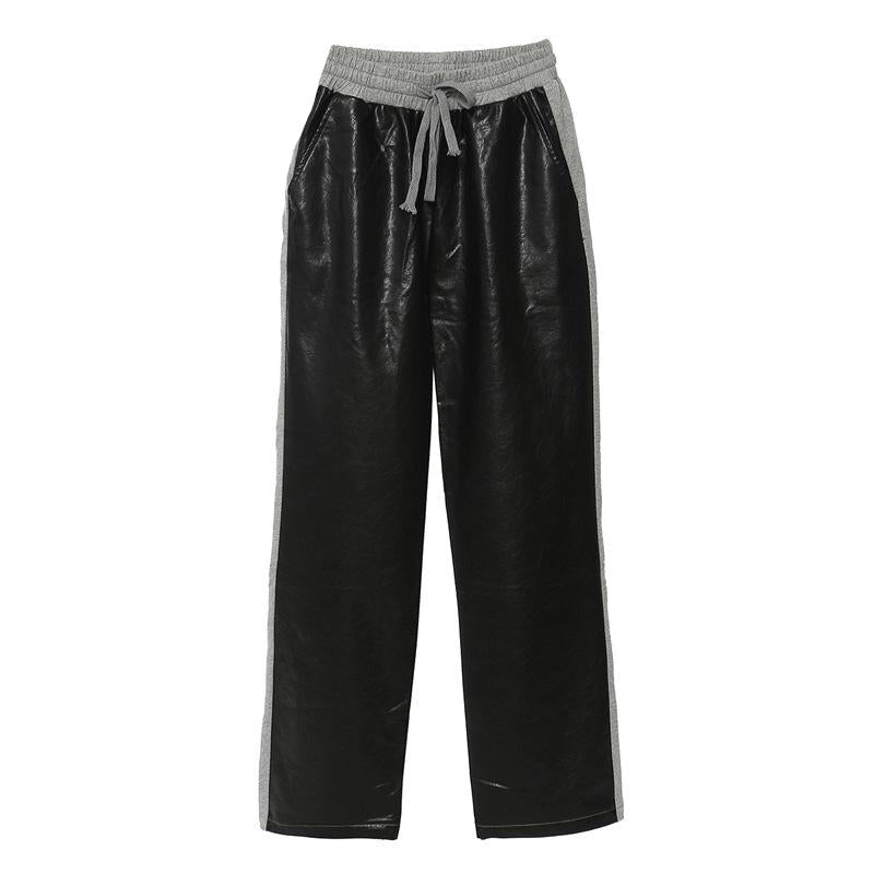 Women Pants Capris Fake Two Ladies Trousers Elastic Waisted Long Straight Pants Autumn Winter