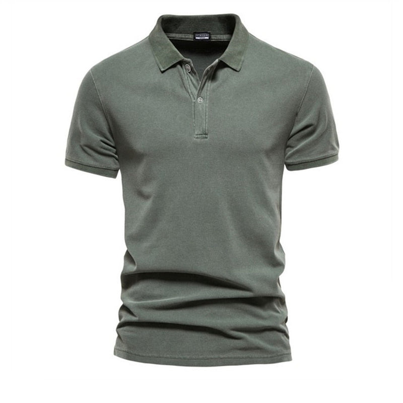 Cotton Solid Color Men Polo Shirts Casual Short Sleeve Turndown Men Shirts Streetwear Polos for Men