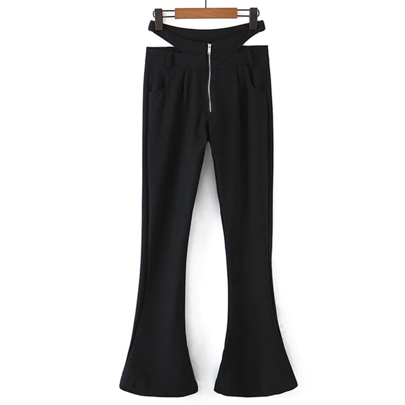 High Street Hollow Out Sexy High Waist Harem Pants Trousers Ins Blogger Slim Pencil Flare Pants Women