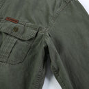 Casual Cotton Men Shirts Solid Stand Collar Pocket Button Up Shirts for Men Long Sleeve Shirts Men