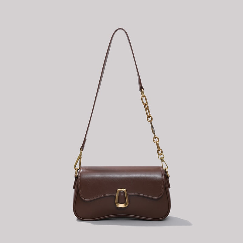 French Vintage Leather Square Bag Women
