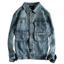 Denim jacket mens spring and autumn work clothes three-dimensional pocket youth cardigan coat