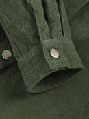 Corduroy Flap Pockets Cargo Shacket Women Drop Shoulder Utility Shirt Jacket Turn Down Collar Long Sleeve Tops Women Coat