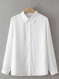 White Shirt For Women Solid Tops Brief Long Sleeve Double Layer Chiffon Loose Blouses Autumn