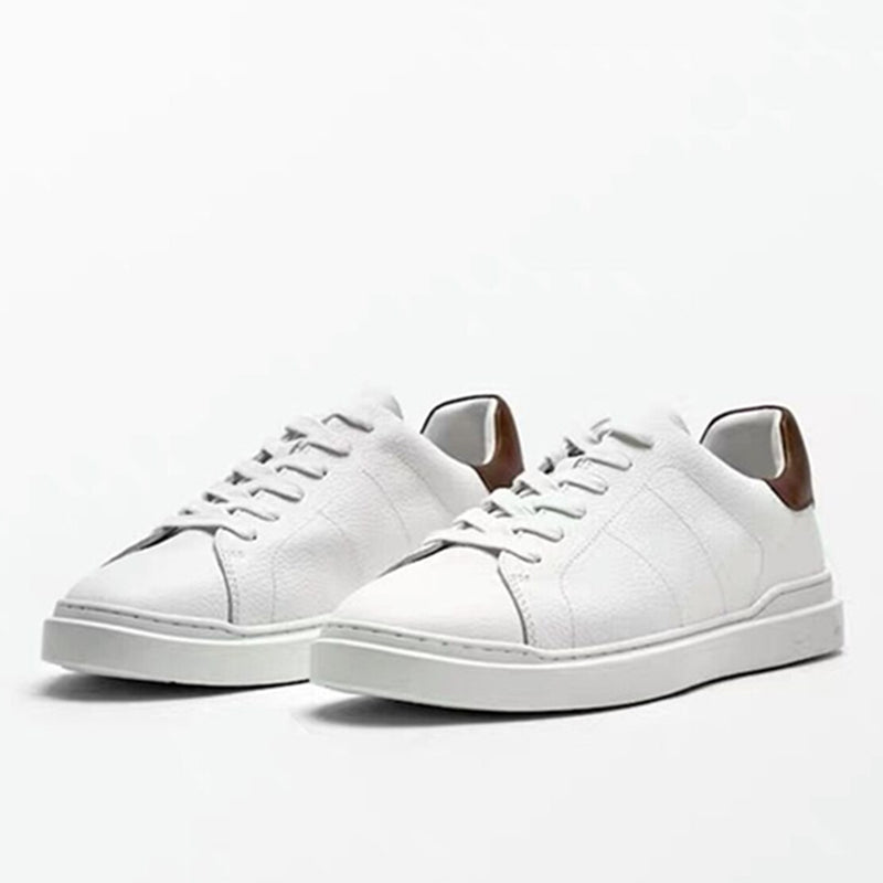 Pure White  Shoes Man Genuine Leather Casual Shoes Man Sneakers