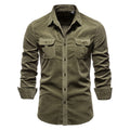 Corduroy Cotton Shirts Men Business Casual Lapel Solid Color Slim Fit Men Shirt New Autumn Shirt for Men