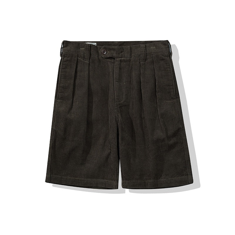Vintage Corduroy Shorts Men Black Thick Multi-pocket Zipper Cargo Shorts Man Summer New Cotton Casual Short Pants