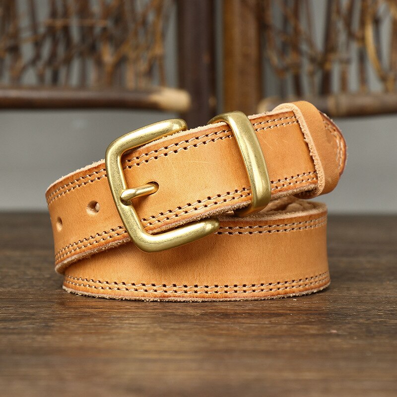 2.8CM Real Genuine Leather Belt Female Natural Quality Solid Copper Buckle Vintage Casual Women Belts For Jeans