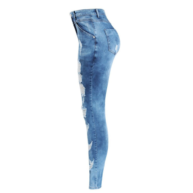 Trend Distressed Women`s Jeans Denim Streetwear Female Pants Trousers For Girl