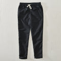 Summer Men Solid Simple Casual Thin Natural Cotton Linen Pants Elastic Waist Drawstring White Beach Trousers