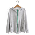 Hoodies Women Clothing Stretch Solid Color Tops Hooded Zipper Asymmetrical Length Sweatshirt Autumn