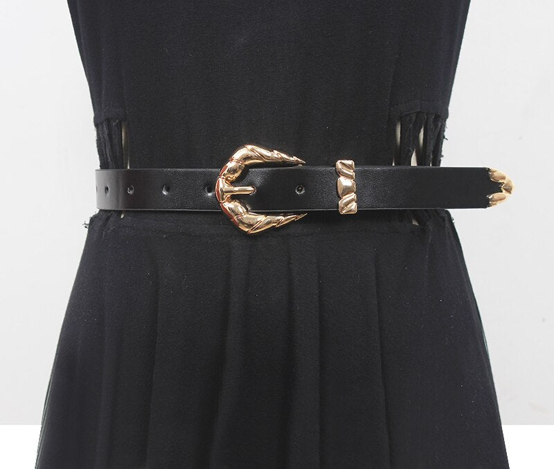 Leather Metal Buckle Long Wide Belt Personality Women Tide All-match Spring Autumn
