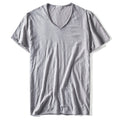 Summer V-neck T-shirt Men 100% Combed Cotton Solid Short Sleeve T Shirt Men Fitness Undershirt Male Tops Tees