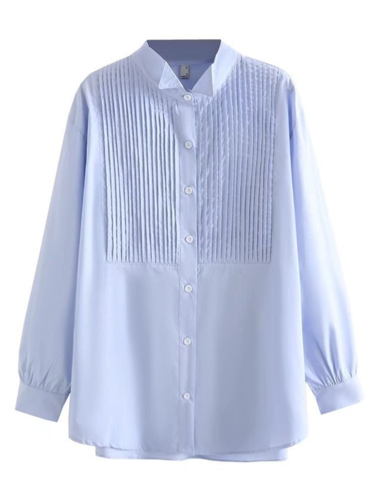 Blouses Women Clothing Spring Shirt With Long Sleeves Loose Fold Tops