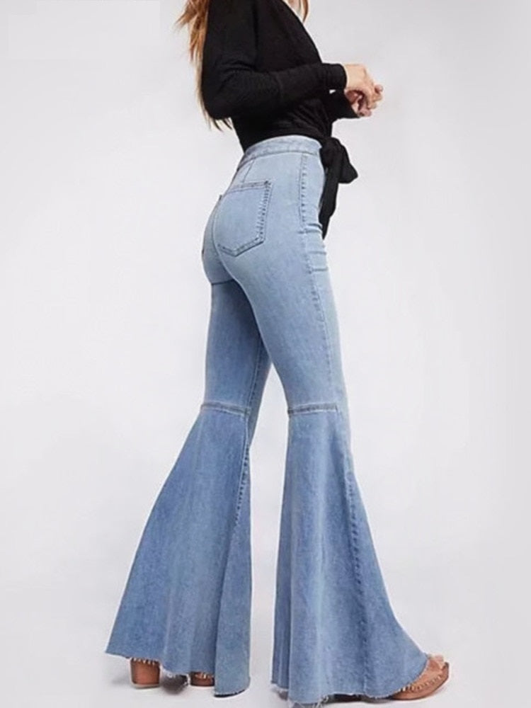 Spring and winter high waist flare bottoms denim slim jeans female full length pants female