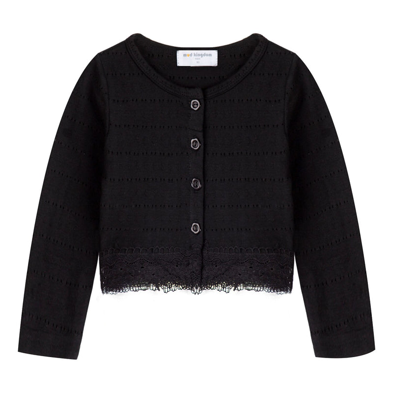 Little Girls Long Sleeve Bolero Shrug Lace Short Cardigan for Baby Girl Knitted Coat Thin Lace Solid Plain