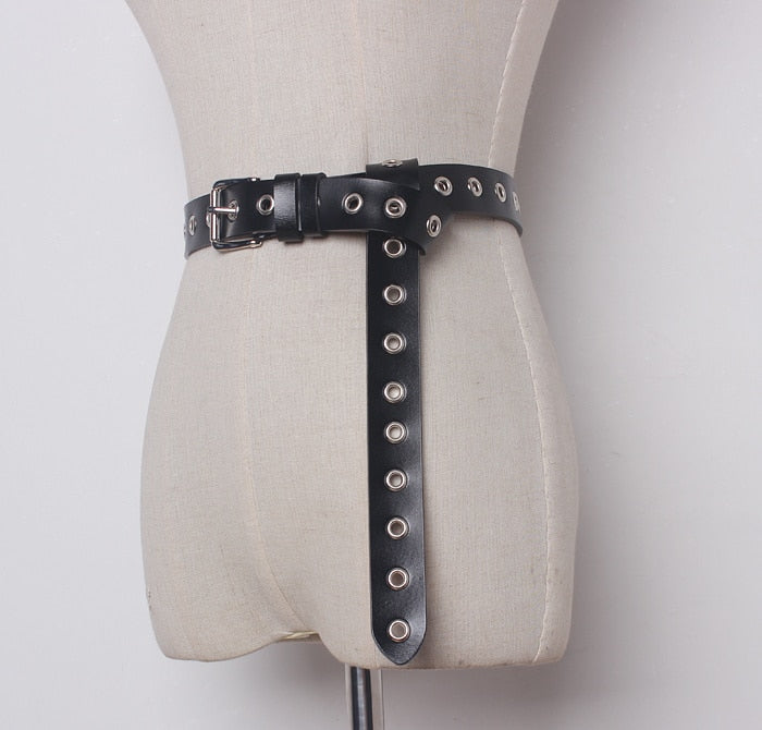 Black Metal Buckle Chain Wide Belt Personality Women Tide All-match Spring Autumn