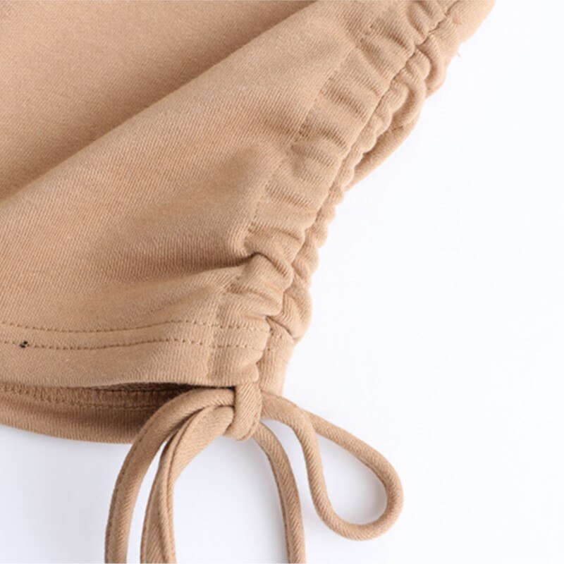 Hoodies Women Clothing LOOSE Drawstring On Both Sides Hooded Sweatshirts Casual Terry Zip-Up Outerwear Autumn
