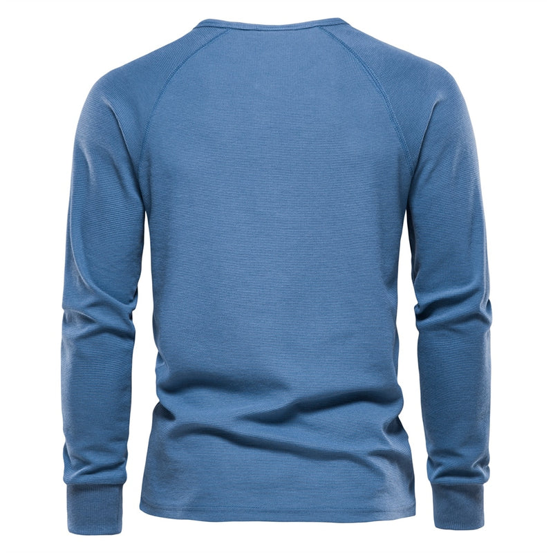 Henley T-Shirt Men Long Sleeve Basic Breathable Men Tops Tee Shirts New Autumn Solid Color T Shirt For Men