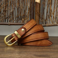 2.4cm Copper Buckle High Quality Genuine Leather Belts for Women Luxury Female Belt For Jeans Simple Strap Waist Belt