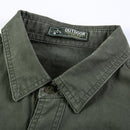 Casual Cotton Men Shirts Solid Stand Collar Pocket Button Up Shirts for Men Long Sleeve Shirts Men