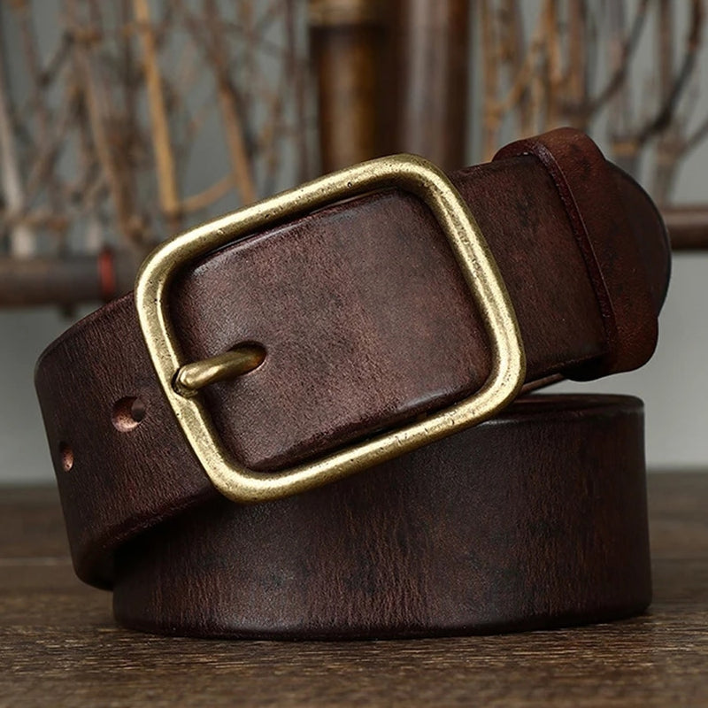 Genuine Leather Men Belt Fashion Copper Buckle Strap For Male Luxury Cummerbund