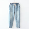 Blue Jeans Women Stretch Denim Cotton Brief Ankle-Length Ankle Banded Pants Summer