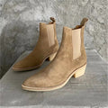 Handmade suede leather Sole Boots desert high heel wedge men