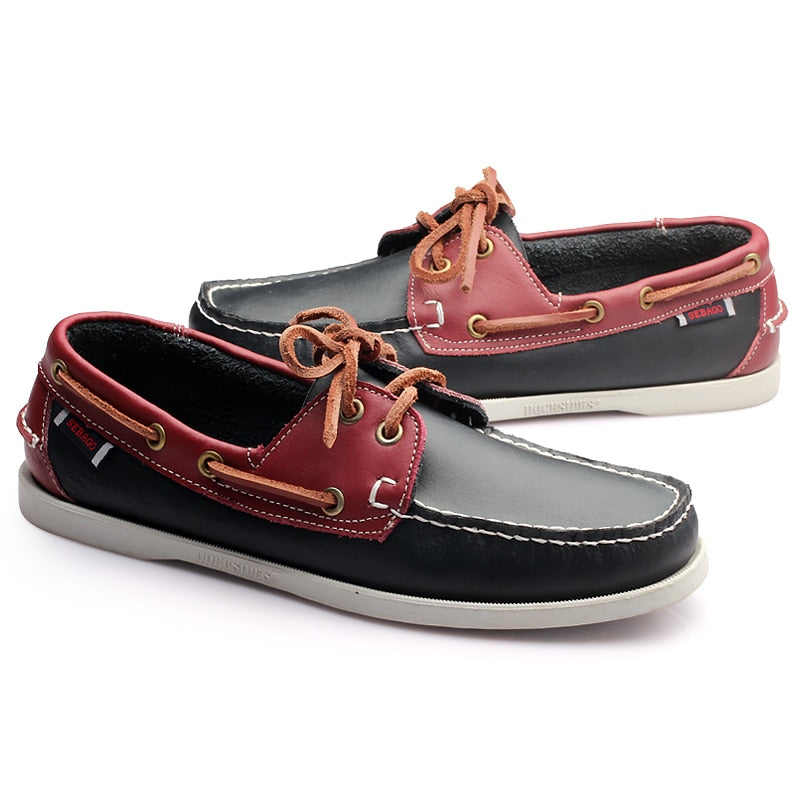 Men Casual Shoes Fashion Leather Docksides Boat Shoes British Style Lace Up Men Loafers Men Breathable Handmade