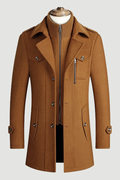Men Winter Warm Woolen Coats Thicken Casual Jackets Slim Fit Long Section Windbreaker Trench Pea Coat