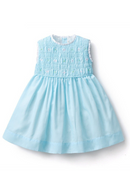 Baby Girl Smocking Dress Children Hand Made Smocked Embroidery Blue Cotton Dresses Girl Spanish Boutique Frocks Clothes