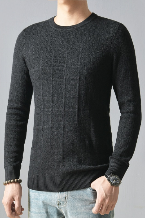 Men Casual Knitted Sweater Thin Basic Slim Fit Simple High Quality Gentlemen Long Sleeve O-Neck Male Knitwear