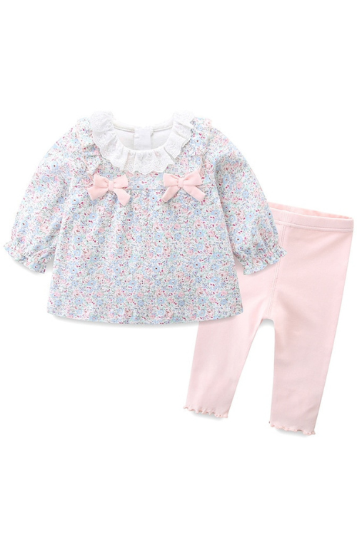Spring and Autumn Kids Clothing Baby Girl Sets Infant Tops Children T-shirt Pink Trousers Two-piece Suit Children Clothes
